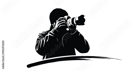 A photographer captures a moment with a camera striking black silhouette