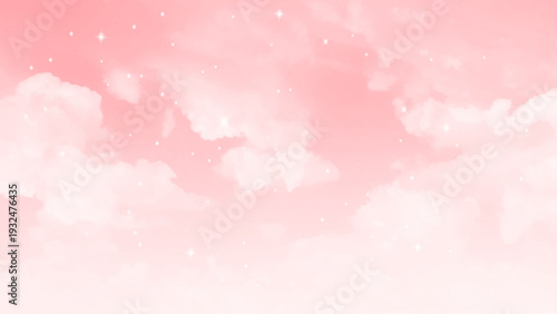 Bright pink sky and beautiful white clouds