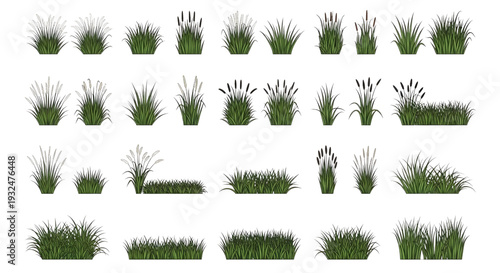 CAD Grass Elevation and Plan View Vector Set – Garden Landscape Architectural Symbols
