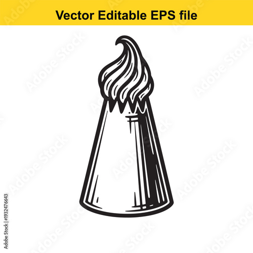 Candle Flame Black and White Illustration - Vector Graphic