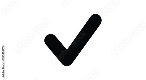 A simple black check mark icon against a white background silhouette