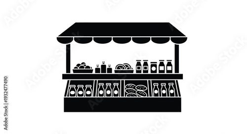 Valokuva A black market stall displaying food and drinks flat silhouette
