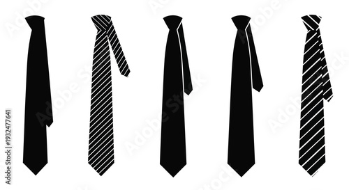 A collection of diverse neckties displayed in a striking silhouette