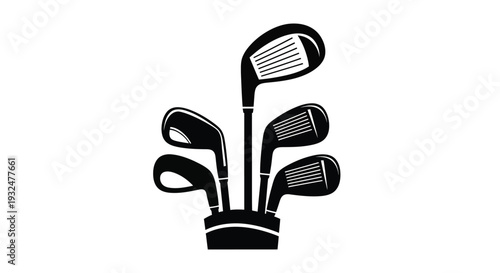 Golf clubs arranged in a bouquet a striking black silhouette