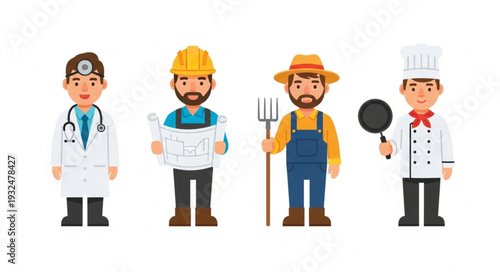 Diverse group of professionals showcasing various occupations and careers in society.
