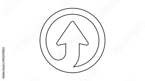 Stylized Arrow Up Icon in Line Art Animation