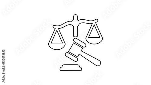 Justice and Law Symbol Animation in Minimalist Style