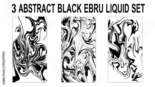 Set of hand drawn abstract marble texture. Bundle collection of beautiful white and black marble background.
