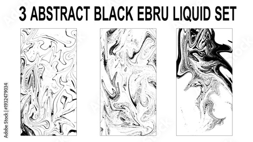 Set of hand drawn abstract marble texture. Bundle collection of beautiful white and black marble background.