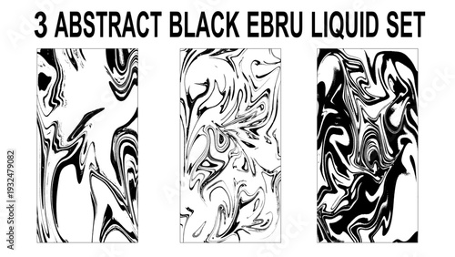 Set of abstract ebru liquid marble background.