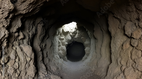 Old abandoned underground ore mica  mine shaft tunnel