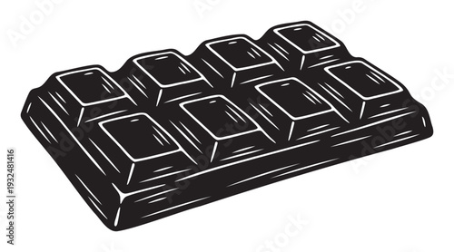 Bold monochrome chocolate bar graphic with segmented design offering a sweet visual for confectionery branding, dessert menus, or foodrelated marketing materials