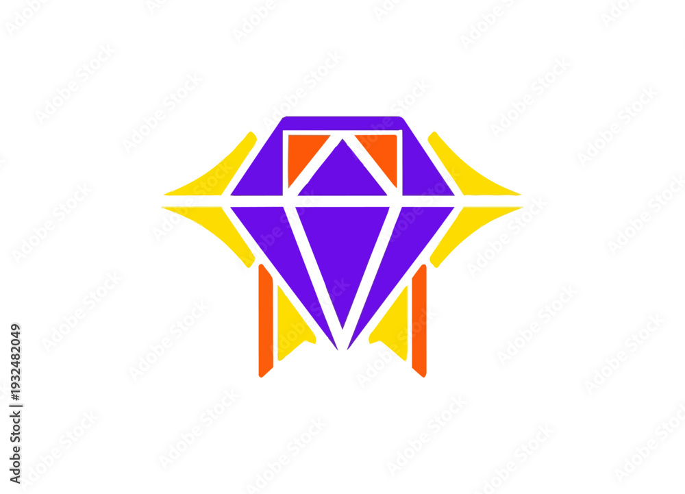 Fototapeta premium Geometric diamond illustration on black background