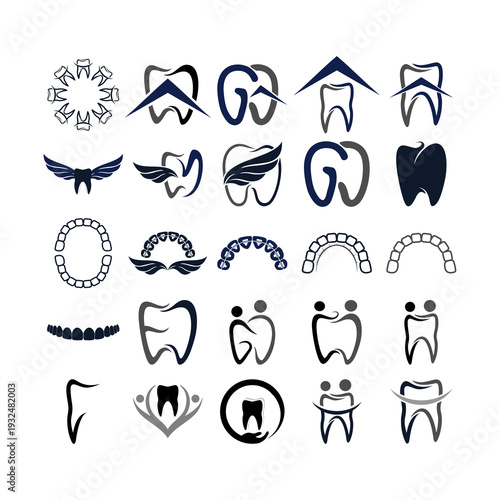 Set of Dental Logos and Tooth Icons