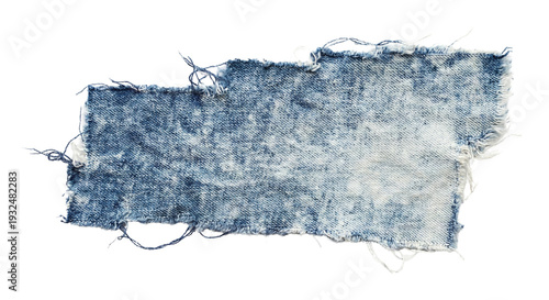 Φωτογραφία Frayed light blue denim patch on transparent background