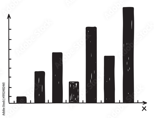 Hand drawn simple bar chart for data visualization depicting statistical information suitable for business presentations educational materials or financial reports to illustrate trends and