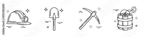 Essential mining equipment and tools collection perfect for industrial safety resources resource extraction exploration geology and construction projects