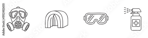 Essential personal protective equipment and hygiene tools for health safety, environmental protection, and medical use, suitable for public health campaigns and awareness materials