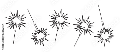 Use this festive graphic resource featuring dynamic sparkler outlines for joyful holiday event announcements, new year celebration decorations, birthday party invitations, and engaging