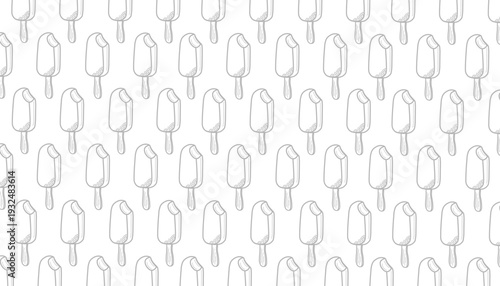 Popsicle ice cream pattern. Seamless fruit lolly vector. Sweet summer dessert design. Minimalist hand drawn line. Flat colorful snack background.