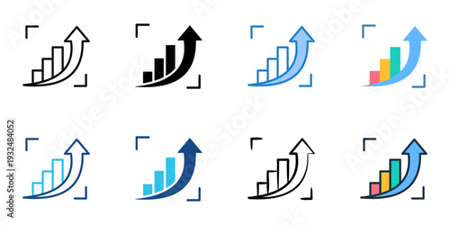 Growth icons set multiple style collection. Editable stroke 
