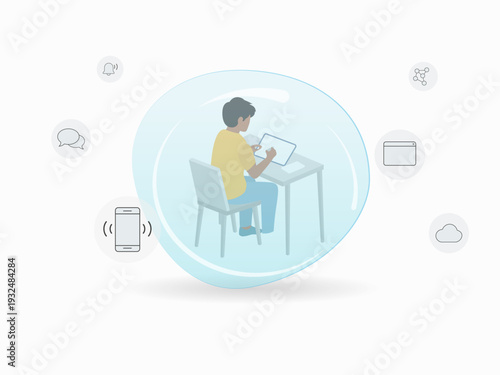 Student focusing on study while avoiding digital distractions