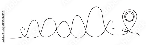 Dynamic line journey representing progress and achievement with a clear destination marker, ideal for business concepts, educational materials, and navigational graphics.