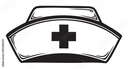 Nurse cap graphic with medical cross symbol for healthcare profession representation and hospital or clinic related project visuals
