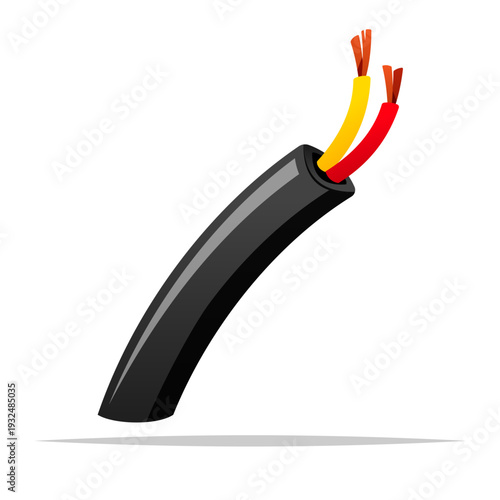 Stripped wires electrical cable vector isolated illustration