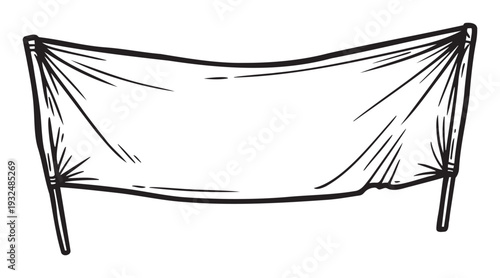 Hand drawn blank flag or protest banner with poles for customizable text or graphics ideal for adding messages and announcements in various designs and layouts