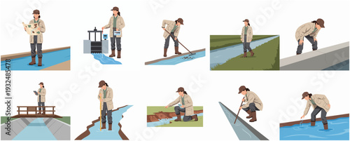 Detailed Illustration of Man Working From Home and Office with Various Activities