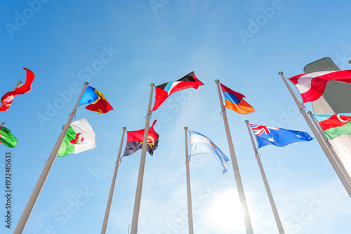 Wallpaper Mural International Flags Waving at Vienna International Centre Austria Torontodigital.ca