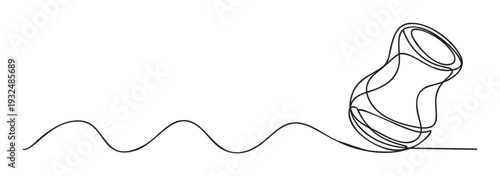 Continuous single line drawing illustrating an abstract wavy flowing shape morphing into an elegant modern minimalist vase for graphic resources and contemporary projects