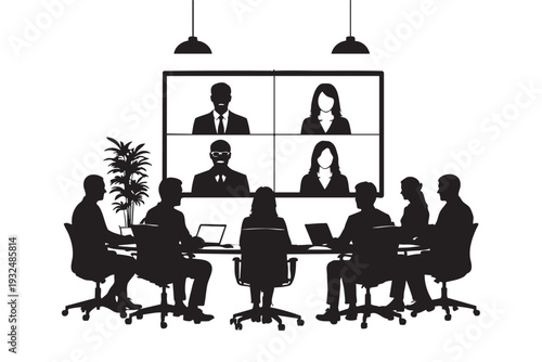 Online Video Conference Business Meeting Silhouette