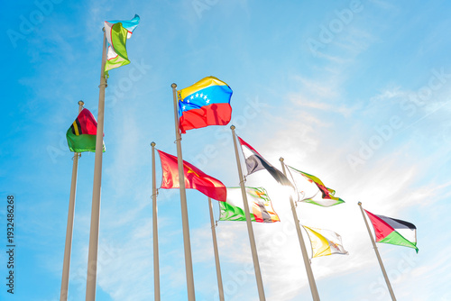 Wallpaper Mural National Flags Waving at Vienna International Centre Austria Torontodigital.ca