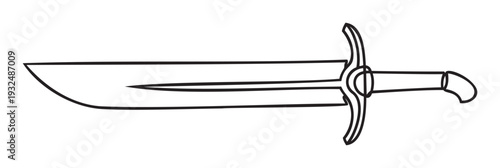 Sharp edged blade weapon drawing with detailed hilt and guard perfect for gaming applications battle scene graphics and ancient warfare educational materials