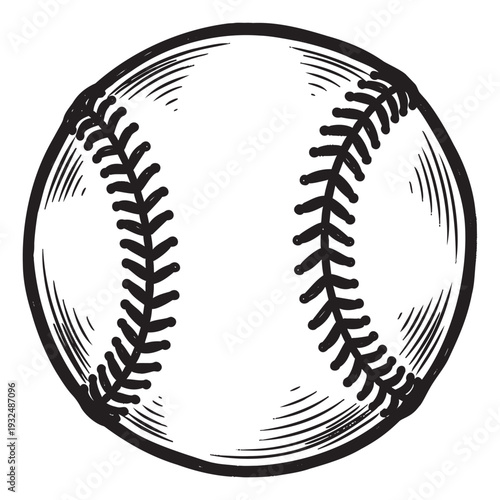 Detailed baseball sketch ideal for sports event branding, team logos, athletic merchandise, or gamethemed recreational projects and sporting event promotions.