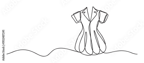 Elegant continuous line drawing of a womans dress, perfect for fashionrelated content, social media graphics, and contemporary apparel industry visuals.