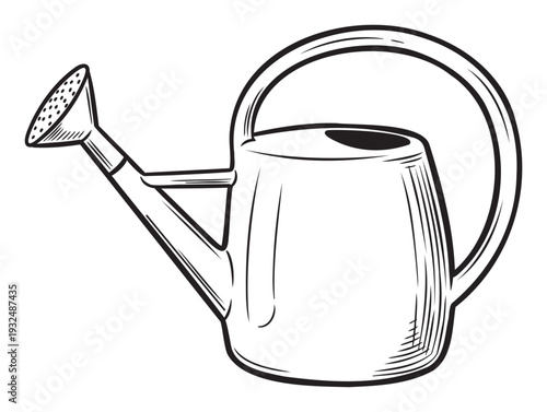 A classic gardening watering can, an indispensable tool for nurturing plants and maintaining lush green spaces, ideal for horticultural guides and sustainable lifestyle promotions.