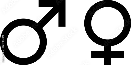 オスとメスの記号のモノクロアイコン