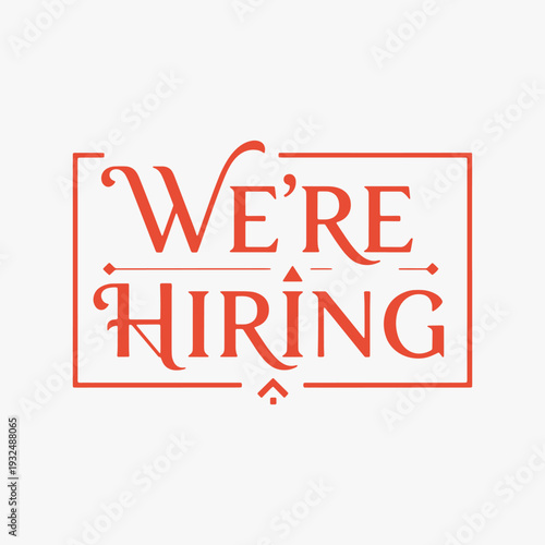 Vibrant hand-drawn We're Hiring lettering with decorative elements