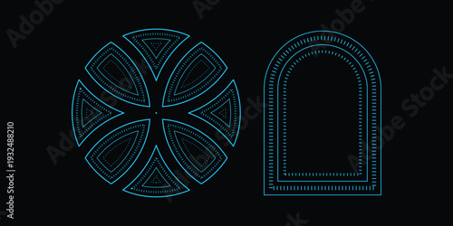 Abstract blue floral background with a glowing mandala pattern design and vintage lace ornament vector illustration