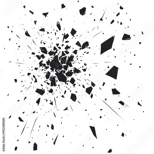 A design element silhouette of an impact creating shattered shards. , vector style simple color