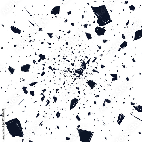 A design element silhouette of an impact creating shattered shards. , vector style simple color
