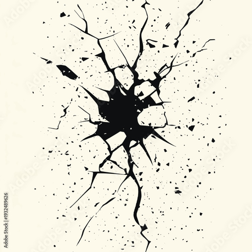 A design element silhouette of an impact creating shattered shards. , vector style simple color