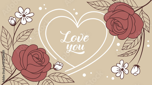 Design a seamless Valentine background filled with multiple red and pink hearts in different sizes arranged randomly on soft beige background. Use flat vector style with smooth gradients, soft shadows