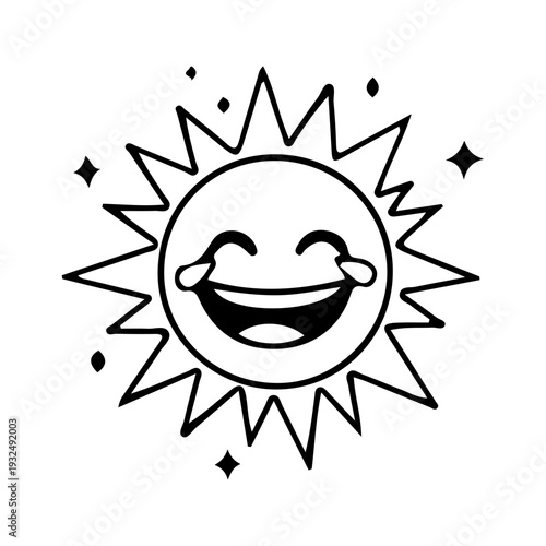 Laughing Sun Icon Outline
