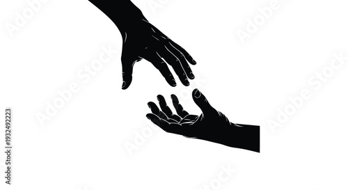Two hands reaching for each other a dramatic black silhouette