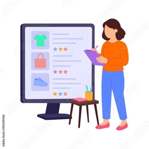 Customer Feedback, Collecting reviews and responses from clients, Flat vector character illustration