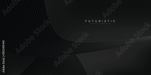 Abstract black curved wave lines on dark background